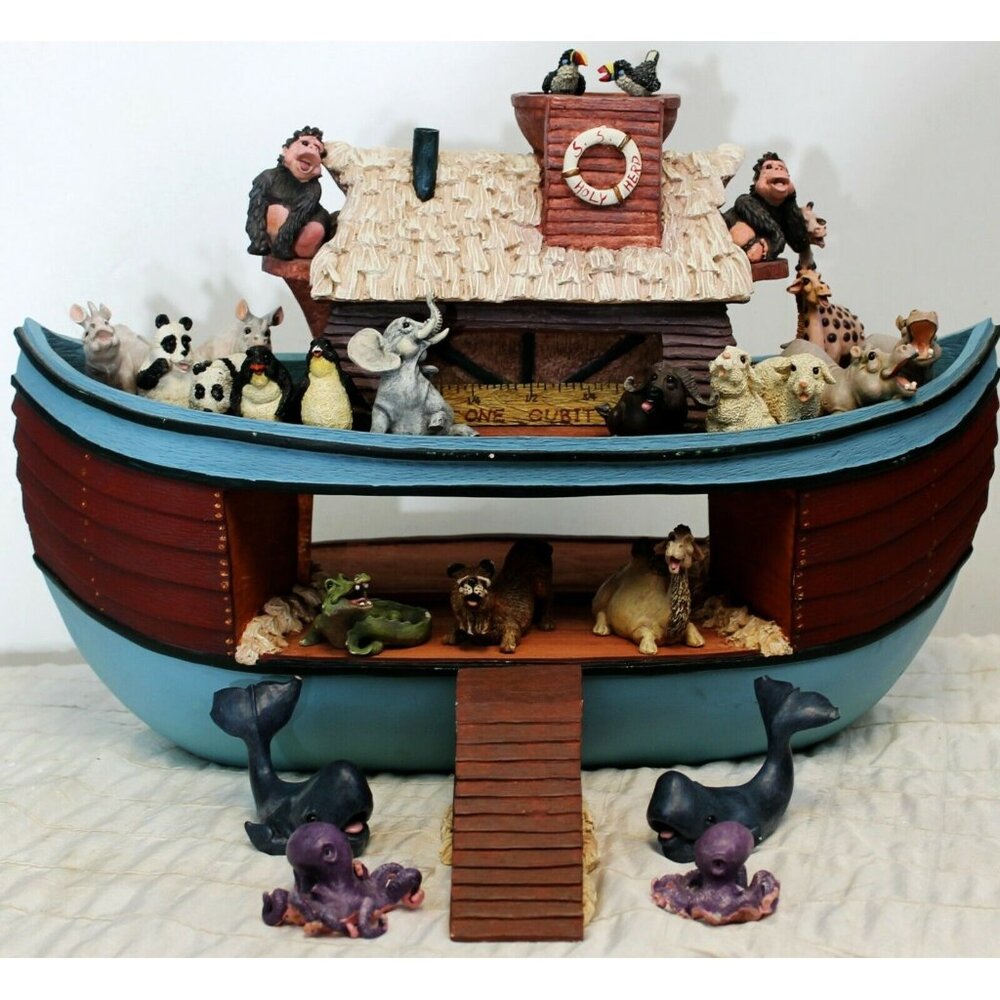 Holy Heard Pete Apsit Noah's Ark Figurine Set Home Decor 27 Animal Figures